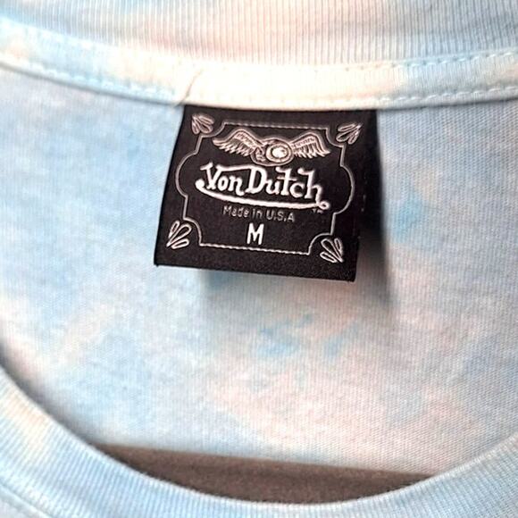 Von dutch Y2K vintage tie dye long sleeve tee metallic puffy 3d spellout logo - Picture 4 of 5